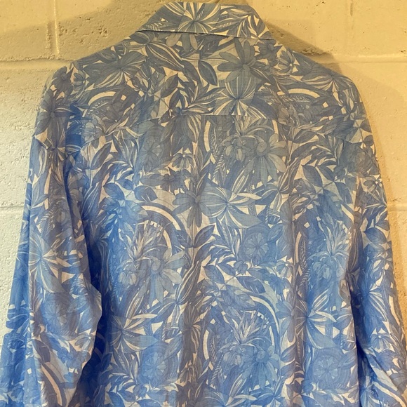 Bertigo Button Down Shirt Men’s US 3XL Tropical Blue and White Collared - Picture 13 of 14